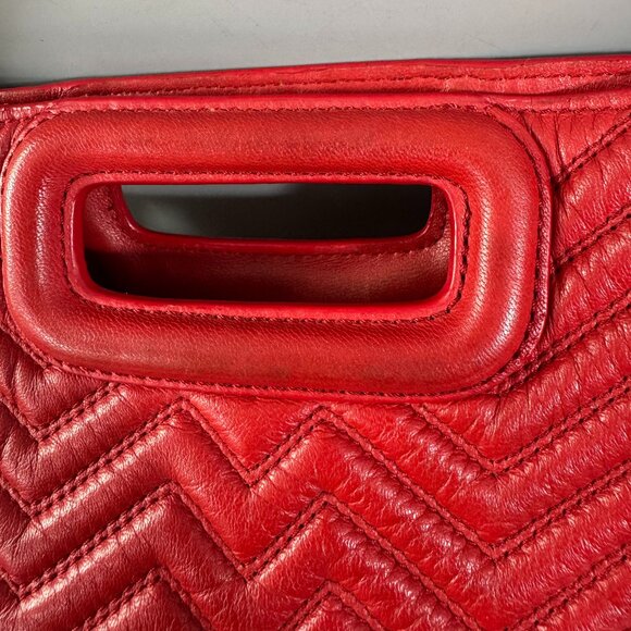 Maje Red Leather Fringe Handle Bag/Shoulder Bag - Picture 4 of 15